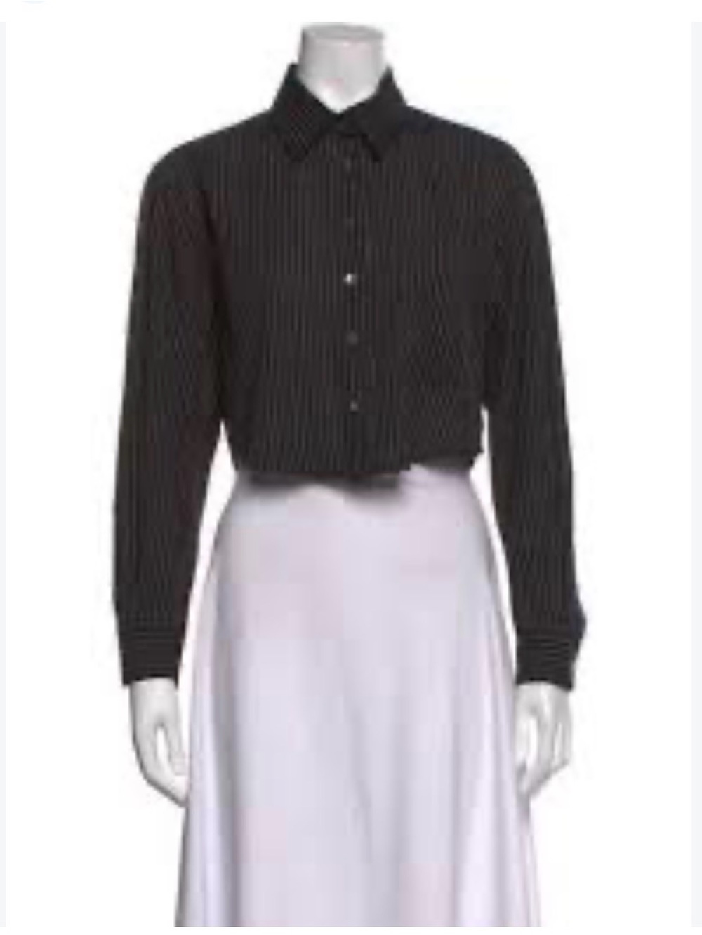 Isabel Marant etoile Black Pinstripe Cropped Button-Up Shirt - Women